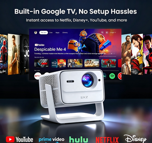 Proyector Inteligente de Diseño Popular, 1000ANSI Lúmenes, Full HD 1080p, Sistema Certificado por Google-TV, Altavoz Dual de 5W, Enfoque Automático, para el Hogar - Product Image 1