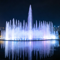 Fontaine musicale circulaire avec formes d'eau dansantes personnalisées, contrôle multimédia, éclairage LED, fontaine extérieure pour aménagement paysager