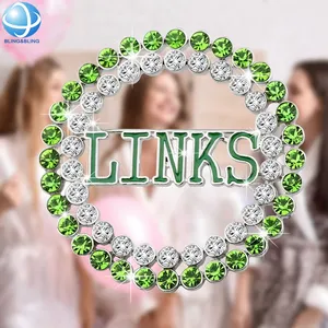 Green Sorority Links Brooch Gift Greek Sorority Sister Brooch Pin Costume Jewelry for Women Girl Graduation