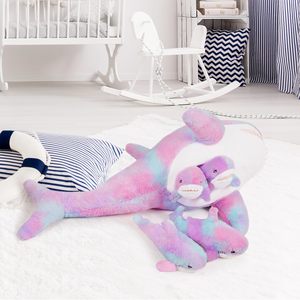 100cm/39.4in màu hồng khổng lồ cá mập sang trọng gối đầy màu sắc cá mập lớn 5 con cá mập nhỏ thú nhồi bông đồ chơi PP bông giảm căng thẳng - Product Image 6