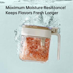 Cocina Alimentos Especias Polvo Almacenamiento 400ml Tarros de Vidrio Envase con Compartimento Integrado para Cuchara de Condime - Product Image 5