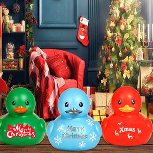 Promocional personalizado 2 pulgadas surtido único Navidad patos fiesta baño juguetes Pvc <span class=keywords><strong>bañera</strong></span> a granel Squeaky vinilo baño goma pato - Product Image 3