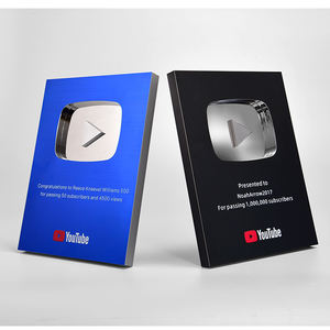 Plaque de récompense en métal de style trophée <span class=keywords><strong>YouTube</strong></span> pour les événements annuels 2025 Meilleure vente Plaque en métal Prix du trophée personnalisé - Product Image 3