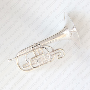 Orquesta de la banda de marcha RTS para los artistas F Latón plano Color plata Pistón de acero inoxidable Mellophone de marcha en venta OEM - Product Image 1