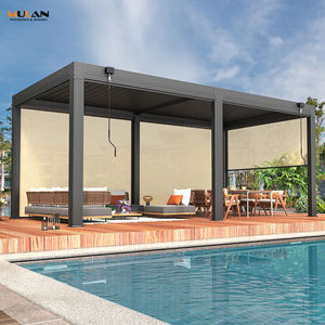 Pergola en aluminium imperméable pour l'extérieur, installation facile, toit à lames orientables motorisé avec télécommande, bioclimatique, revêtement en poudre - Product Image 2