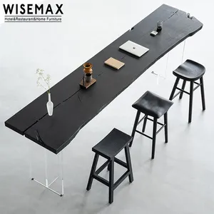 WISEMAX-taburete moderno de madera de fresno negro para bar y cafetería, sillas altas japonesas para restaurante