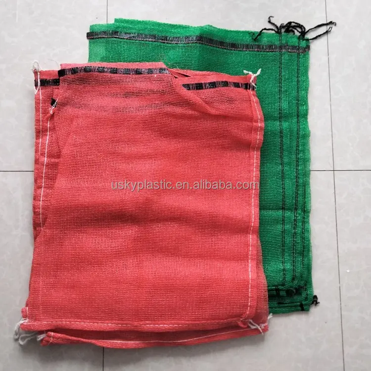 Bolsa de malla de monofilamento de PE para verduras, mallas para cebollos, ajo, cebolla, rojo, venta