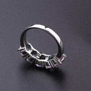 Anillos de cristal con forma de huevo, piedras de siete colores, engaste de garras, joyería de uso diario para mujer - Product Image 5