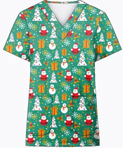 High Quality Wholesale Women Scrub Medical Uniform Scrubs Nursing Tops Factory Customer Printed Cotton Polyester Scrubs Sets