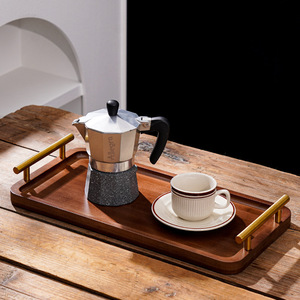 Plateau rectangulaire en bambou de style japonais avec poignées dorées, plateau de service pour thé et fruits, usage domestique - Product Image 4