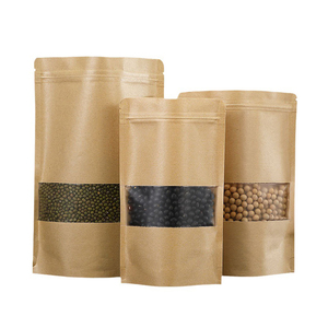 Food Candy <b>Pouch</b> Stand up Ziplock Pound Mylar Bag <b>Zip</b> Lock <b>Pouch</b> Packaging Brown Paper Kraft Bag with Clear Window - Product Image 5