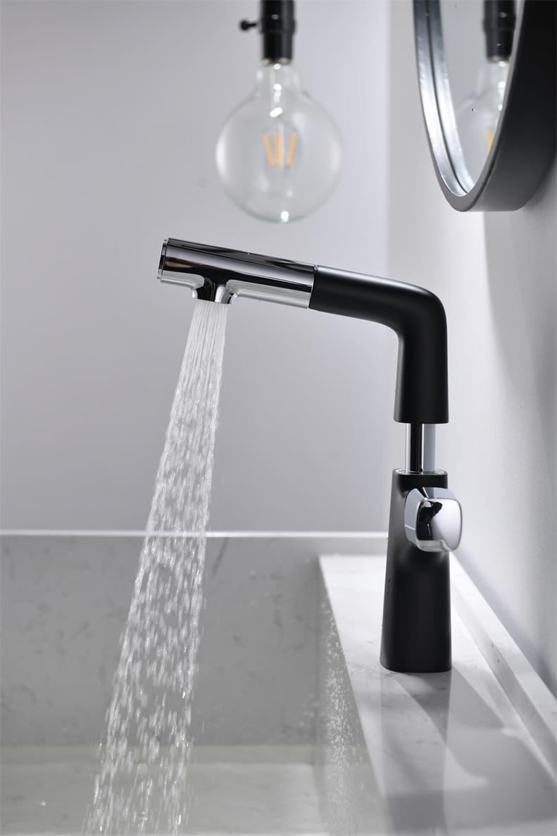 CHINESE FACTORY morden pull down up and down brass bathroom faucet tap With Sprayer