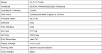 Impresora DTF de Doble Cabezal XP600 A3 de 12 Pulgadas para Pequeñas Empresas, Impresión de Camisetas DIY en Algodón, Poliéster y Mezclilla con Software RIP