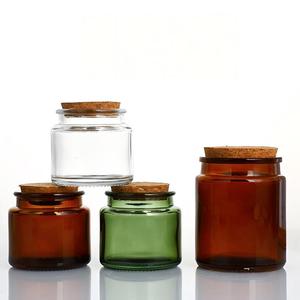 Wadah Kaca Soda-Lime Amber Hijau untuk Rumah Tangga 4oz 7oz Ramah Lingkungan Dapat Didaur Ulang Tutup Gabus Kaca Stoples Lilin Cetak Sutra - Product Image 2