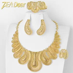 Eenvoudige Sieraden Pakistine Luxe Kubieke Zirkoon Kroon Bruids Grote Afrikaanse Sieraden Dames Jewelryset Sieraden Sets