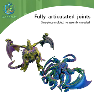 Hot Item 3D Printed Horned Dragon Model, Articulated Joints & Movable <b>Wings</b>, Creative Figurine Decor Ornament - Product Image 1