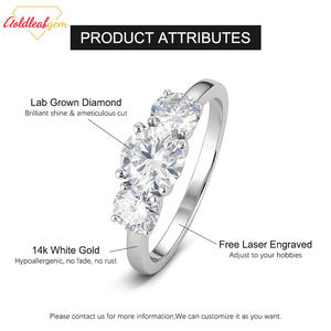 Anillo de Compromiso de Oro Amarillo de 18k con Tres Piedras de Diamante Cultivado en Laboratorio Personalizado de Goldleafgem, Corte Brillante, Certificado IGI DEF/VVS/VS - Product Image 3