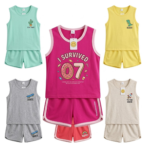 Conjuntos de Verano para Niñas de 3 a 6 Años, Transpirables, con Cuello Redondo, Tops Gráficos Surtidos sin Mangas y Pantalones Cortos, Lotes Mixtos para Armario - Product Image 1