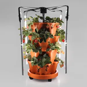 실내 홈 4 계층 쌓을 수있는 화분 수직 정원 스탠드 화분 야채와 다육 식물의 시스템