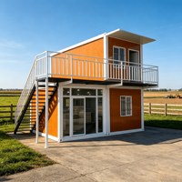 Maison préfabriquée à deux étages en conteneurs, structure en acier modulaire, bâtiment en kit à deux niveaux, appartement 2 chambres, dortoir, bureau