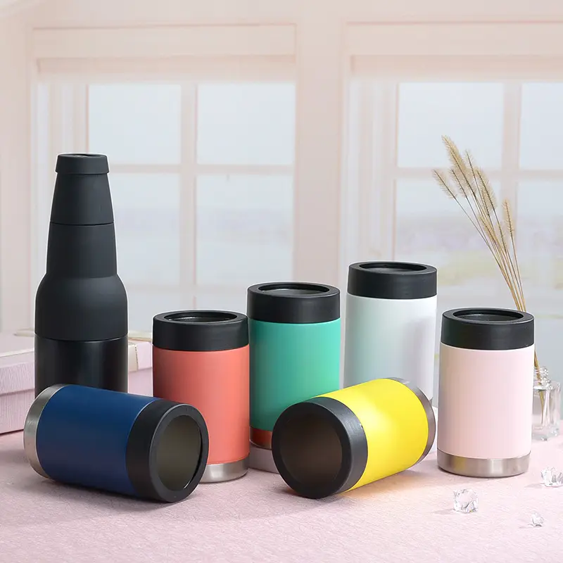 Neoprene thép không gỉ chân không cách nhiệt bia có thể mát 3 trong 1 Tumblers coozies chủ với Opener