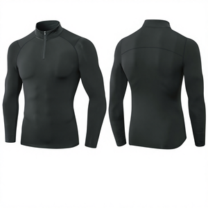 Maglia Termica Leggera Stampata in Velluto a Compressione Lunga per <span class=keywords><strong>Uomo</strong></span>, Antivento, per Fitness Invernale e Sport come il Basket - Product Image 5