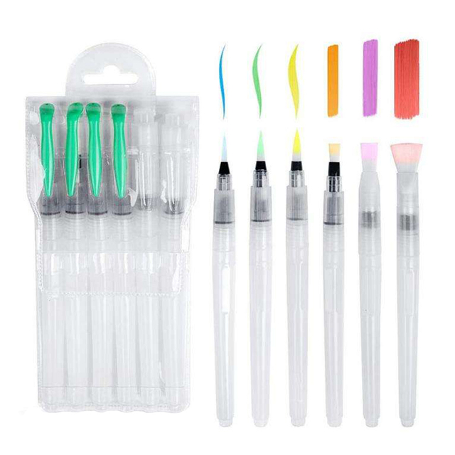 Panwenbo 6pcs Water Color Brush Pen Set, Watercolor Paint Pens for Painting Markers