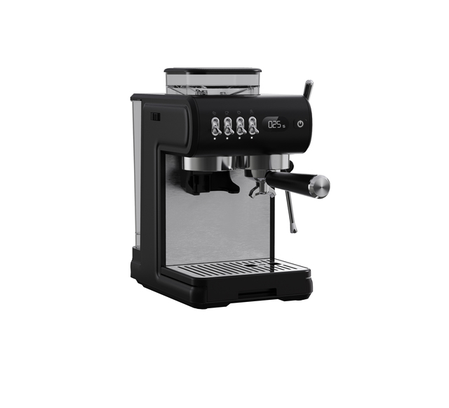 20Bar Espresso Machine with Built-In Grinder & Milk Frother, Compact Stainless Steel Coffee Maker for Latte & Cappuccino