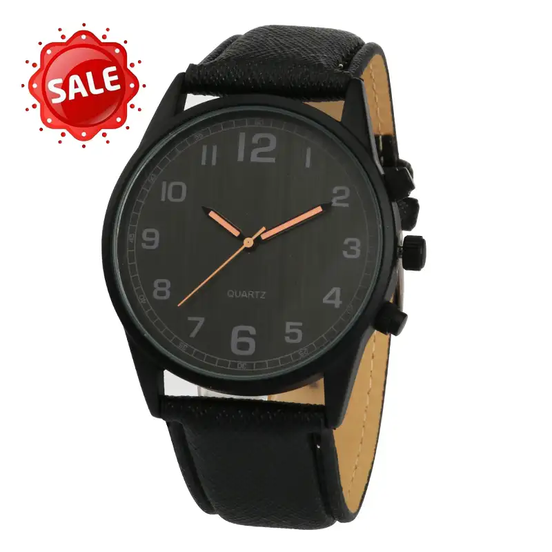 geneva men cheap quartz wrist watch wholesale black leather