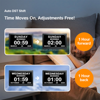 PROS Wifi jam Alarm Digital, kalender hari pengingat obat 10 inci jam pelangsing ekstra besar non-langganan tanggal bulan