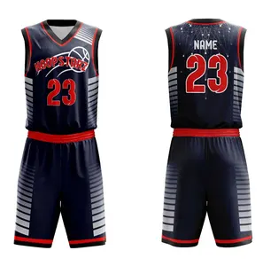 最新升华篮球制服设计培训男装可逆空白定制篮球球衣