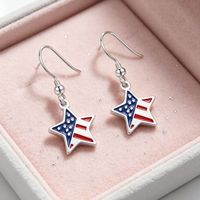 Boucles d'oreilles pendantes étoile drapeau américain en argent émaillé, bijoux patriotiques pour femmes, mode de fête, Jour de l'Indépendance
