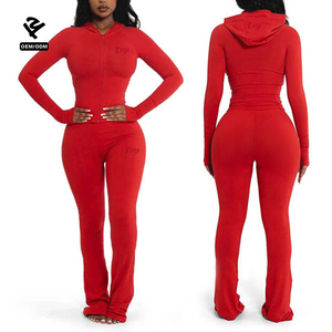 F5581 Ensemble Deux Pièces Vêtements pour <span class=keywords><strong>Femme</strong></span> Veste Courte Zippée Pantalon de Jogging Moulant Legging Entraînement Tenue de Sport Survêtements pour <span class=keywords><strong>Femme</strong></span> - Product Image 4