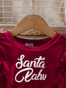 RTS Baby Girls Party Weihnachts brief Gedruckte rote Pelz manschetten Einteiliges Halfter kleid Weihnachts mann mütze - Product Image 5