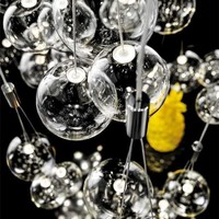 Lustre à bulles en verre ambré fumé transparent, lampe suspendue LED pour chambre à coucher, salle à manger, anti-éblouissement, hauteur réglable