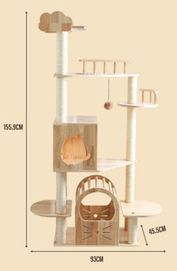 Arbre à gratter et à grimper pour chat en bois tressé multicouche, design moderne et luxueux, avec poteaux en sisal - Product Image 2