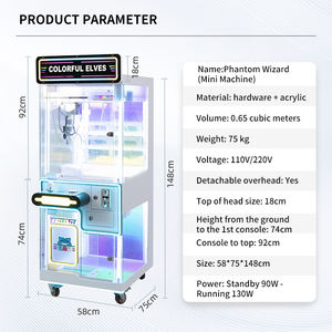 Máquina de garras metálica de tamaño mediano con soporte en español, receptor de tickets de escritorio, máquina expendedora tipo grúa con WiFi y luz intermitente - Product Image 6