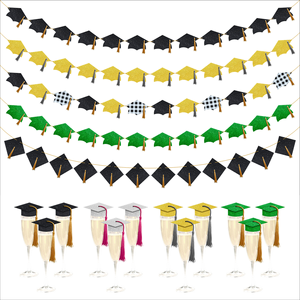 <span class=keywords><strong>Guirnalda</strong></span> de Decoración para Gorro de Graduación, Clase de 2026, Artículos para Fiesta de Graduación, Pancarta con Gorros de Graduación, Mini Gorros de Graduación con Borlas - Product Image 1