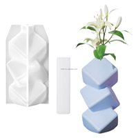 Moule en silicone pour vase Twller, moule en béton en forme de bouteille, moules pour contenants, décoration d'art géométrique pour la maison, ornement en plâtre, moule en silicone