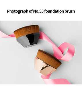 Black White Angled Blush Brush Private Label Cosmetic Makeup Tool Beauty Care Foundation Powder Brush - Product Image 5