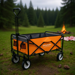 Carrito Plegable Db de 4 Ruedas, Naranja, Metálico, para Compras, Playa, Camping y Uso General - Product Image 2
