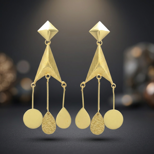 Boucles d'oreilles ethniques plaquées or, en forme de cône, pour mariage - Product Image 2