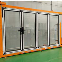 Portes pliantes contemporaines en PVC pour cuisine, résistantes au vent, à ouverture latérale, double vitrage, gris foncé, garantie à vie