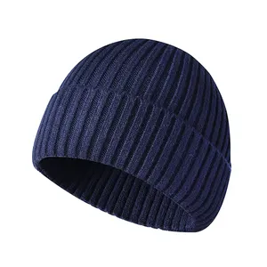 Chất Lượng Cao Đồng Bằng Mùa Đông Beanie Mũ Tùy Chỉnh Thêu Logo Slouchy Dệt Kim 100% Acrylic Beanie Mũ Mùa Đông Cho Nam Giới Phụ Nữ