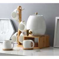 Robinet d'eau en céramique porcelaine blanche, tasse suspendue type 3L ensemble d'eau en céramique robinet bouilloire café européen, livraison directe