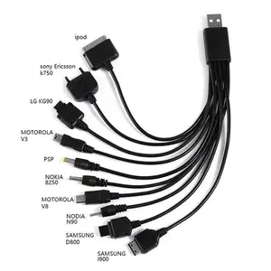 10 en 1 câble de chargeur usb 20cm adaptateur de charge multifonction universel pour téléphone/PSP caméra USB usb 3.0 câble de connecteur mâle
