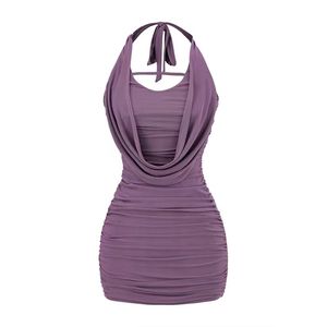 Robe d'été vintage antistatique style européen et américain, col halter en maille, taille empire, pour femme séduisante - Product Image 2