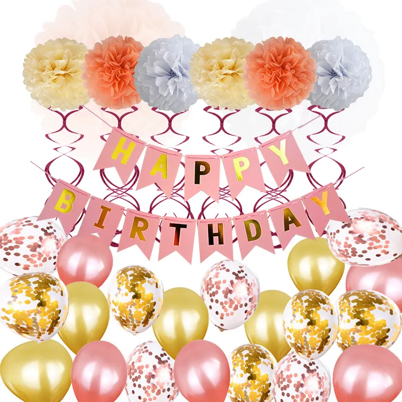 Ballon Rose doré, 31 pièces, décorations pour fête d'anniversaire, thème Rose