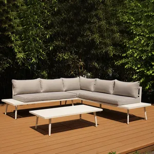 Conjunto de sofá seccional em alumínio, moderno para jardim e móveis de teslin, para áreas externas