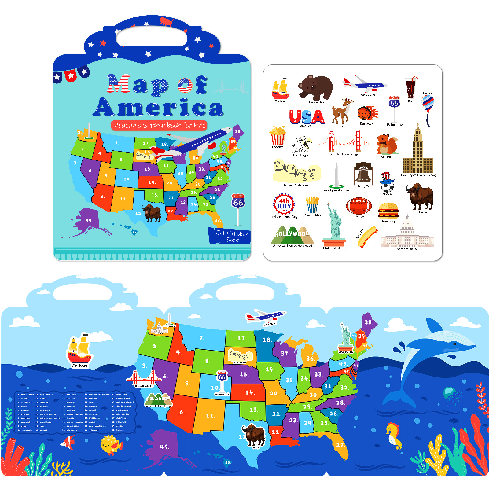 T01041575 livre d'autocollants gelée-US carte
